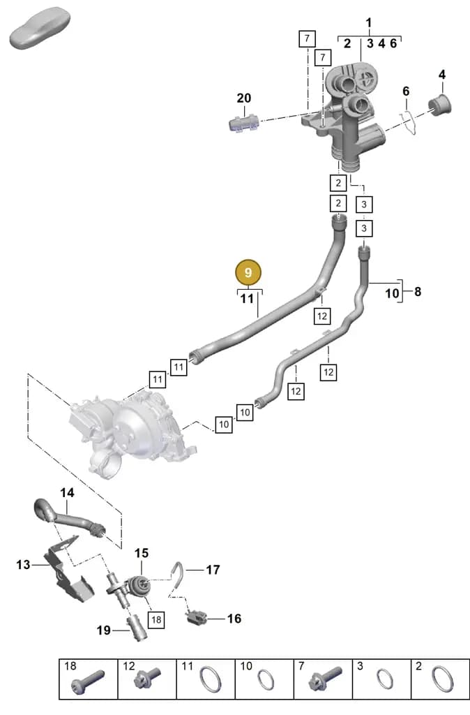 0PB121469A — Porsche Boxster Spyder (2019-2020) diagram p55105060, position 9