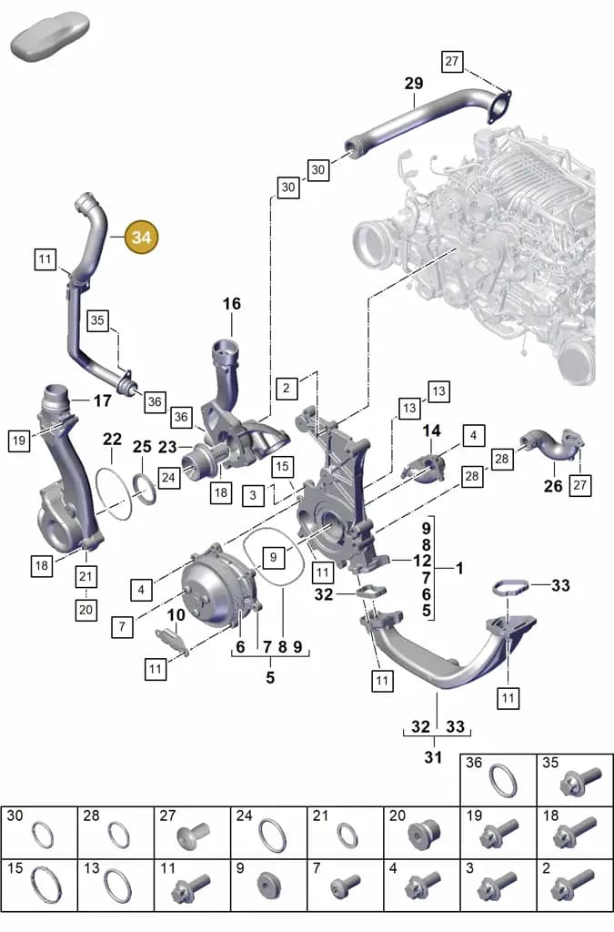 0PB121507A — Porsche 911 (2021-2022) diagram p59105000, position 34
