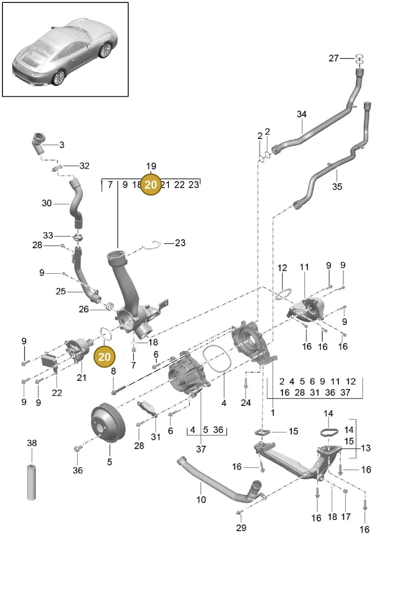 0PB121688 — Porsche 911 (2016-2019) diagram p47105000, position 20