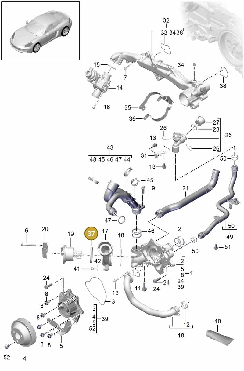 0PB121688 — Porsche Cayman (2016-2019) diagram p50105000, position 37