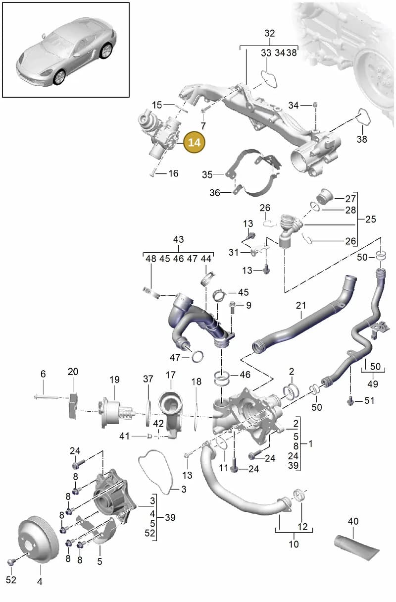 0PB121959 — Porsche Cayman (2016-2019) diagram p50105000, position 14