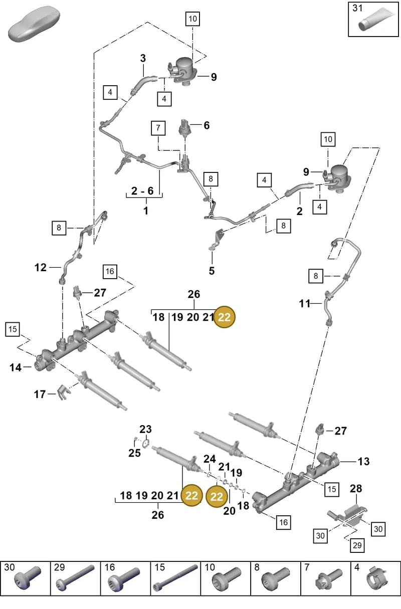 0PB127199 — Porsche 911 (2024-2025) diagram p63107050, position 22