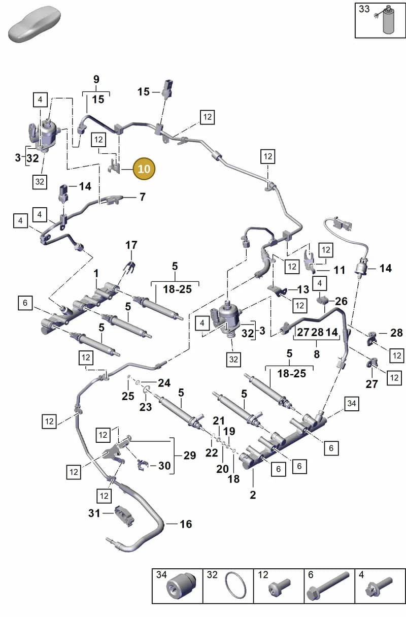 0PB127233 — Porsche Boxster Spyder (2019-2020) diagram p55107000, position 10