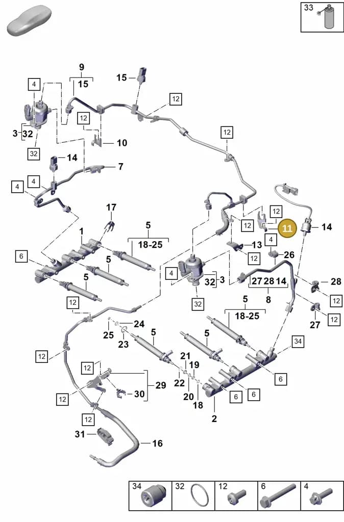 0PB127234 — Porsche Boxster Spyder (2019-2020) diagram p55107000, position 11
