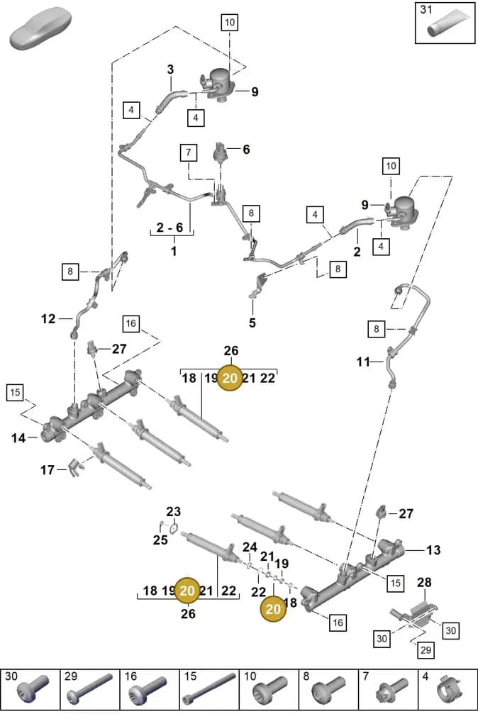 0PB127291A — Porsche 911 (2024-2025) diagram p63107050, position 20