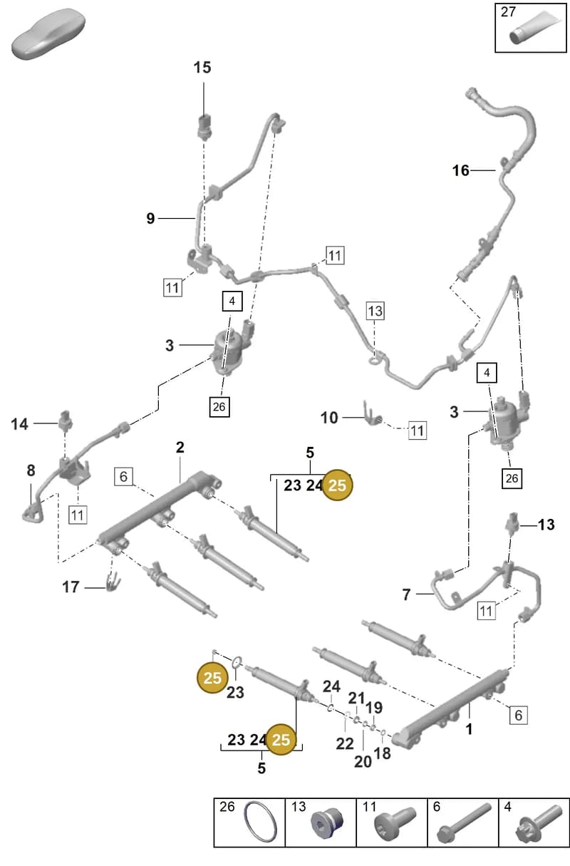 0PB127404 — Porsche 911 (2020-2022) diagram p53107000, position 25