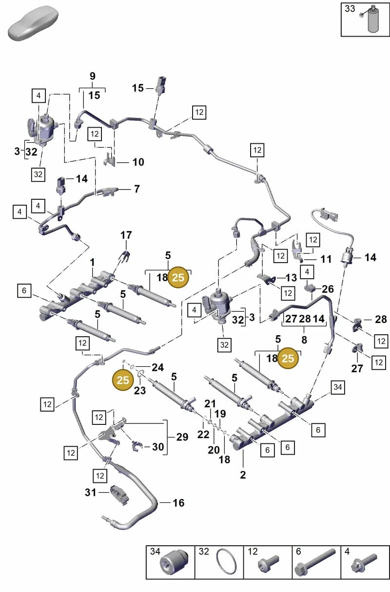 0PB127404 — Porsche Boxster Spyder (2019-2020) diagram p55107000, position 25