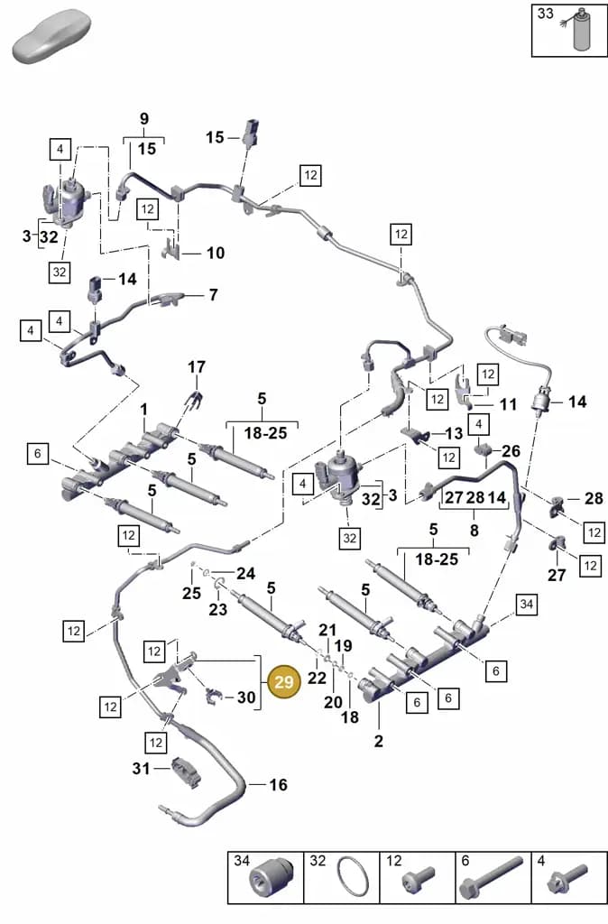 0PB127412A — Porsche Boxster Spyder (2019-2020) diagram p55107000, position 29