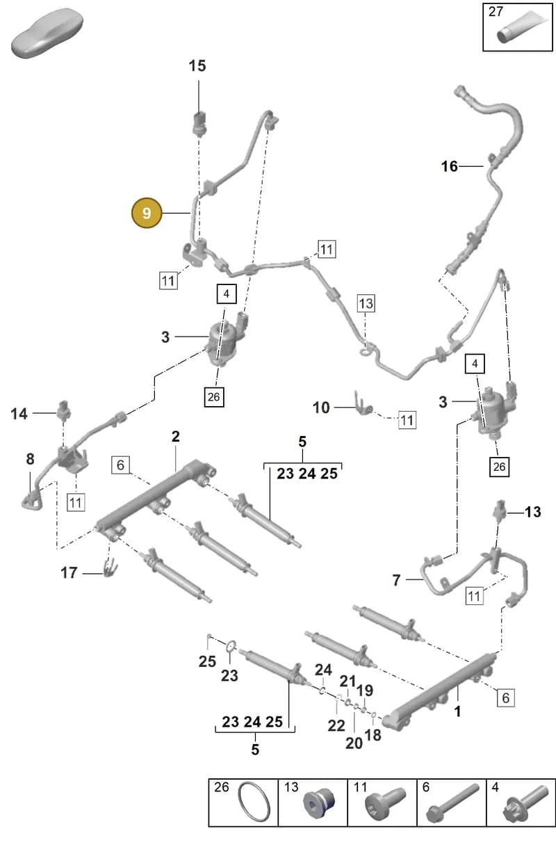 0PB127503B — Porsche 911 (2020-2022) diagram p53107000, position 9
