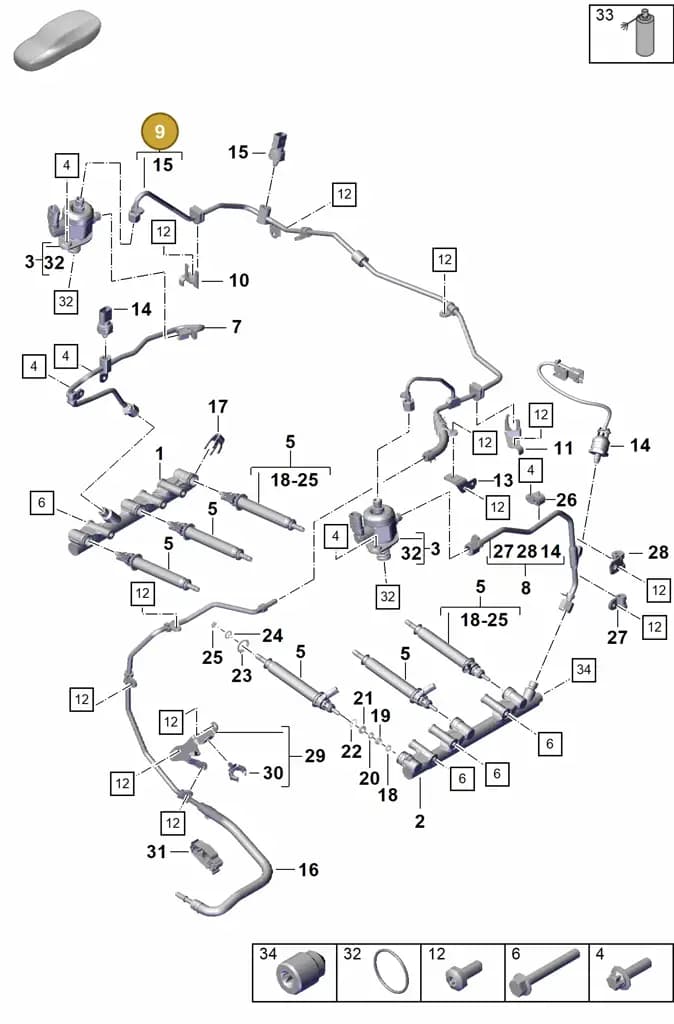 0PB127503C — Porsche Boxster Spyder (2019-2020) diagram p55107000, position 9
