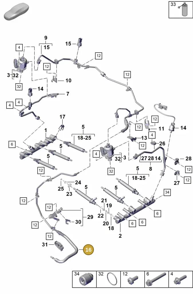 0PB127505D — Porsche Boxster Spyder (2019-2020) diagram p55107000, position 16