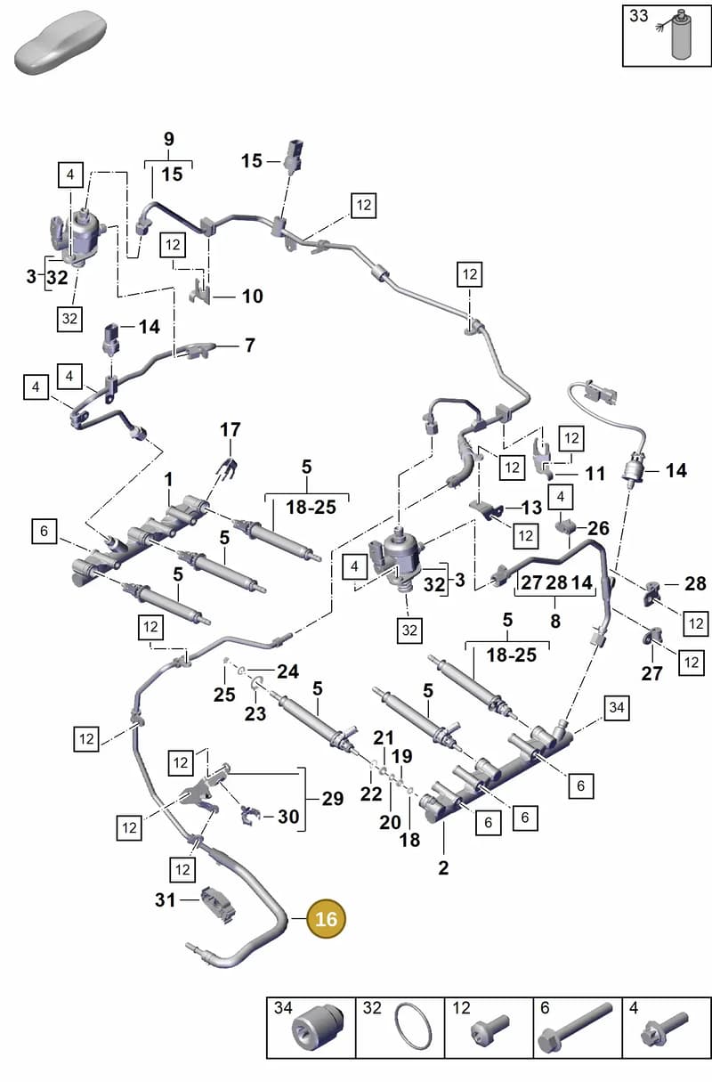 0PB127505D — Porsche Boxster Spyder (2019-2020) diagram p55107000, position 16