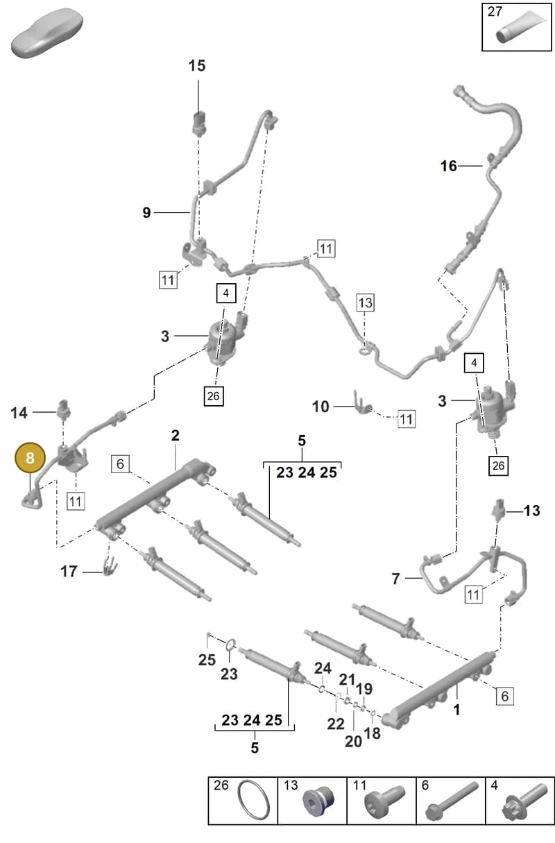 0PB127509H — Porsche 911 (2020-2022) diagram p53107000, position 8