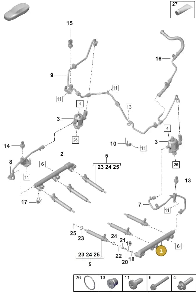 0PB128373F — Porsche 911 (2018-2024) diagram p53107000, position 1