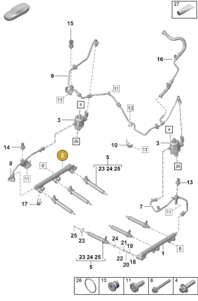 0PB128374F — Porsche 911 (2018-2024) diagram p53107000, position 2