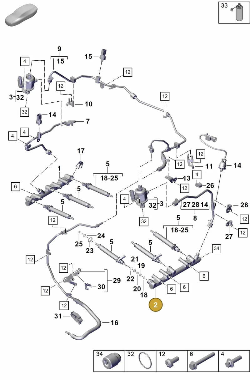 0PB128374J — Porsche Boxster Spyder (2019-2020) diagram p55107000, position 2
