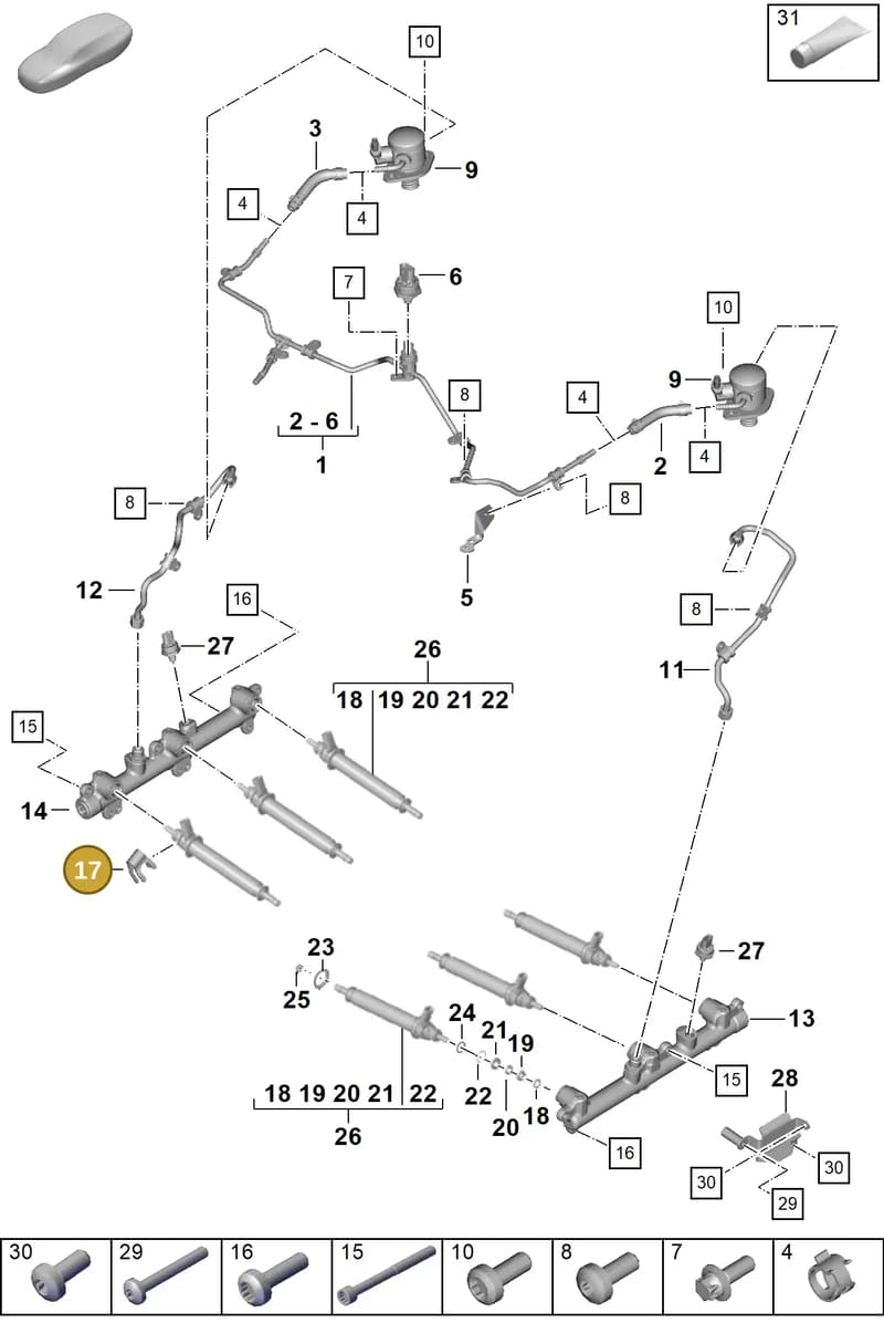 0PB128626 — Porsche 911 (2024-2025) diagram p63107050, position 17