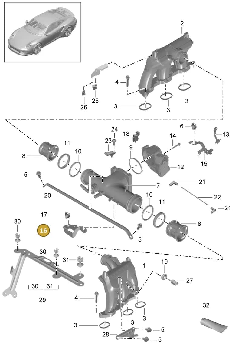 0PB129089A — Porsche 911 (2013-2020) diagram p42107010, position 16
