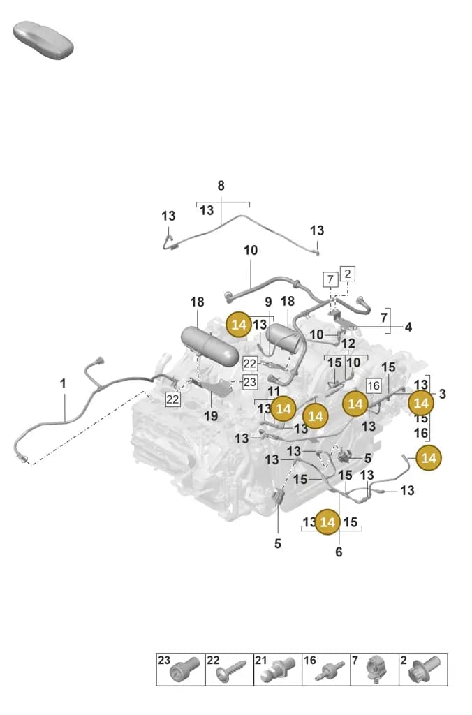 0PB129644 — Porsche 911 (2021-2022) diagram p59107400, position 14
