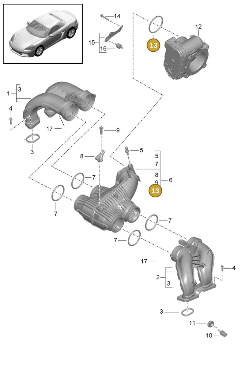 0PB129646B — Porsche Boxster (2016-2019) diagram p48107010, position 13