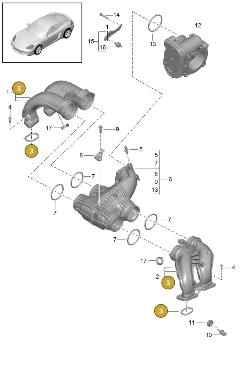0PB129646D — Porsche Cayman (2016-2019) diagram p50107010, position 3