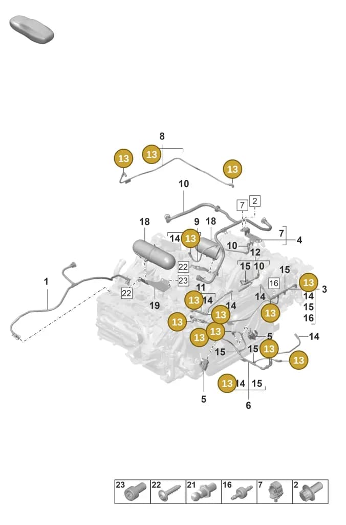 0PB129773A — Porsche 911 (2021-2022) diagram p59107400, position 13