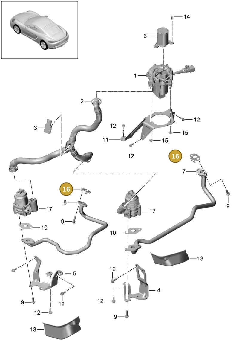 0PB131354 — Porsche Cayman (2016-2019) diagram p50108000, position 16