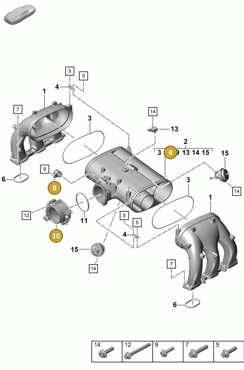 0PB133062D — Porsche Boxster Spyder (2019-2020) diagram p55107100, position 8+10