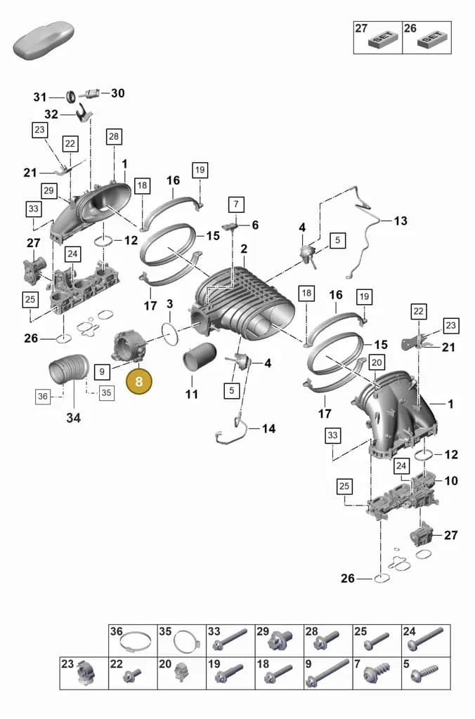0PB133062D — Porsche 911 (2021-2022) diagram p59107100, position 8