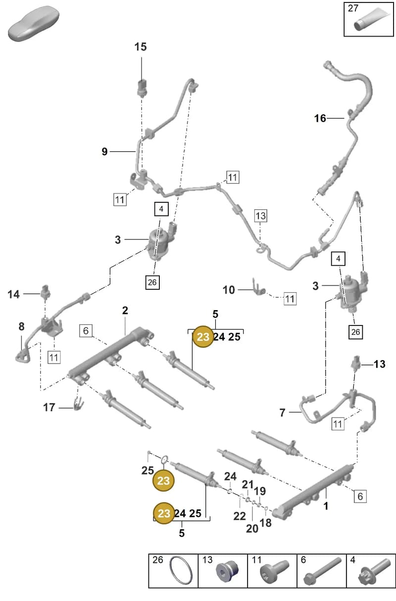 0PB825411 — Porsche 911 (2020-2022) diagram p53107000, position 23