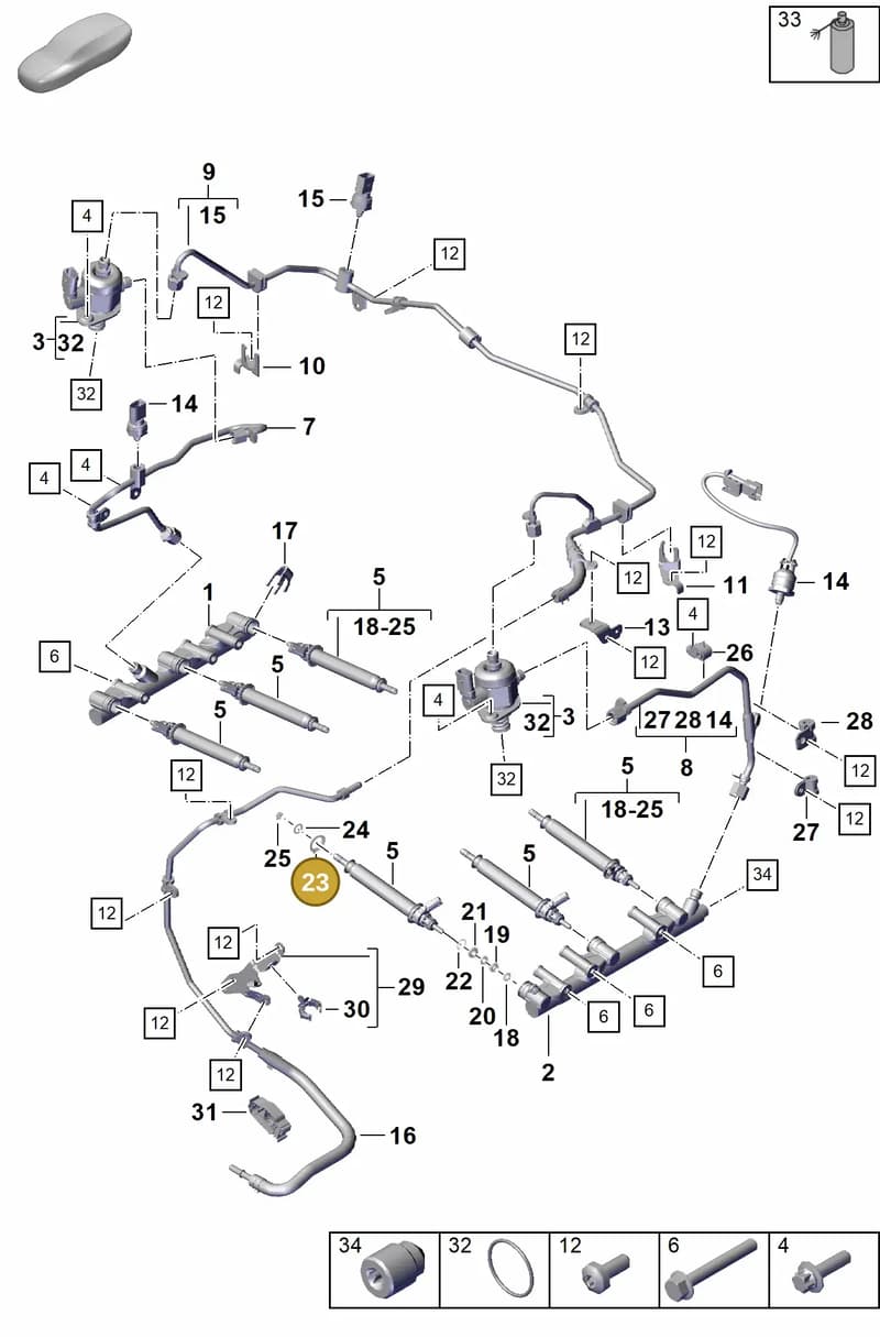 0PB825411 — Porsche Boxster Spyder (2019-2020) diagram p55107000, position 23