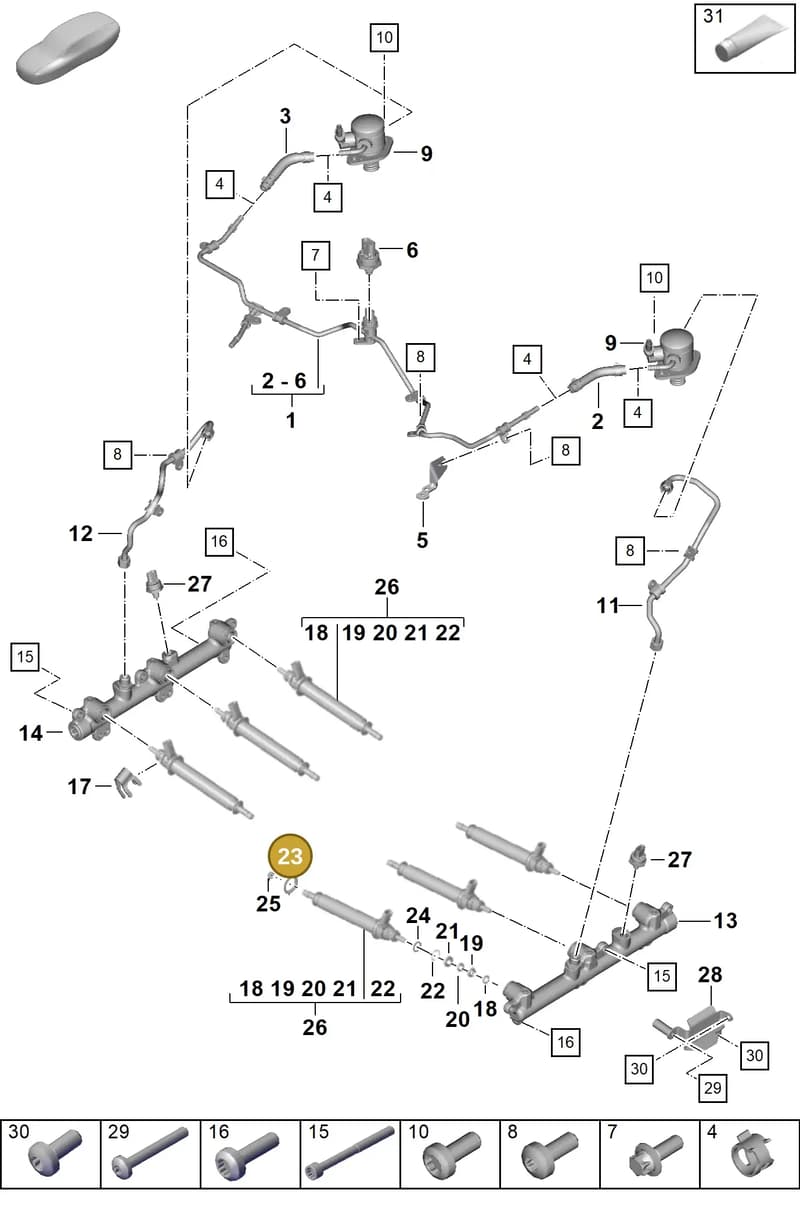 0PB825411 — Porsche 911 (2024-2025) diagram p63107050, position 23