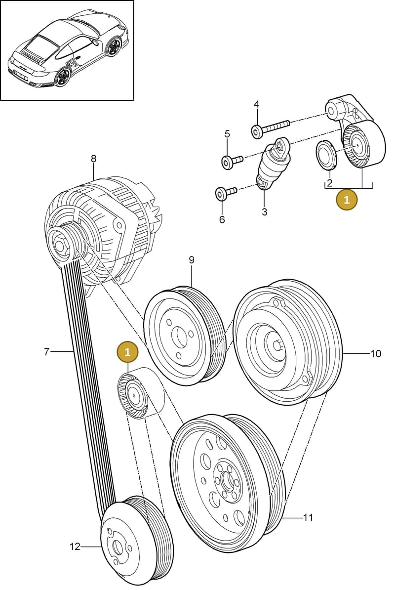0PB903308 — Porsche GT2 RS (2009-2012) diagram p36101010, position 1