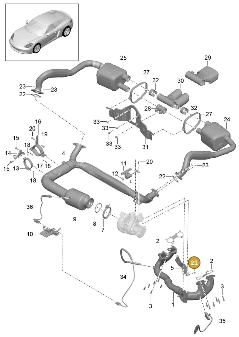 0PB906265J — Porsche Boxster (2016-2019) diagram p50202000, position 21