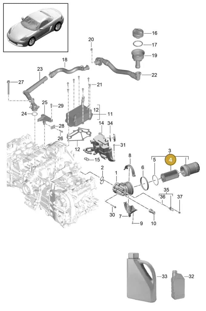 0PC115466 — Porsche Boxster (2016-2019) diagram p48104005, position 4
