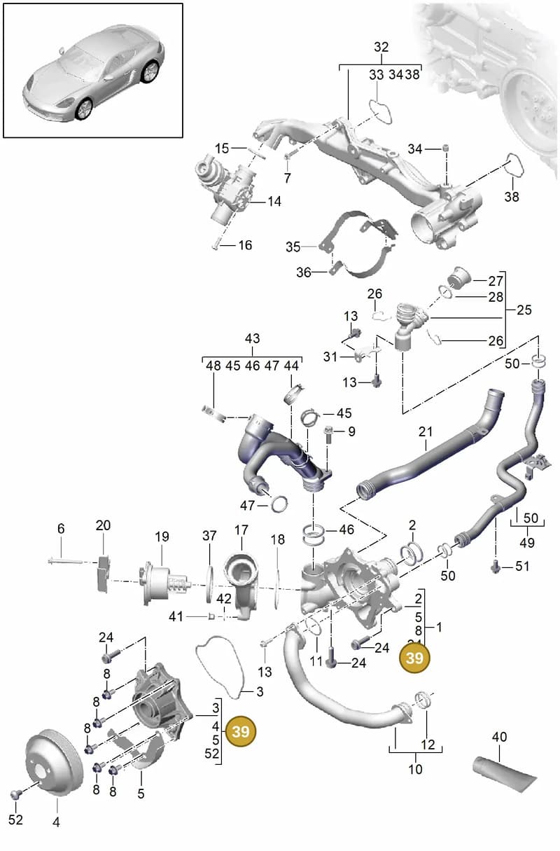 0PC121005A — Porsche Cayman (2016-2019) diagram p50105000, position 39