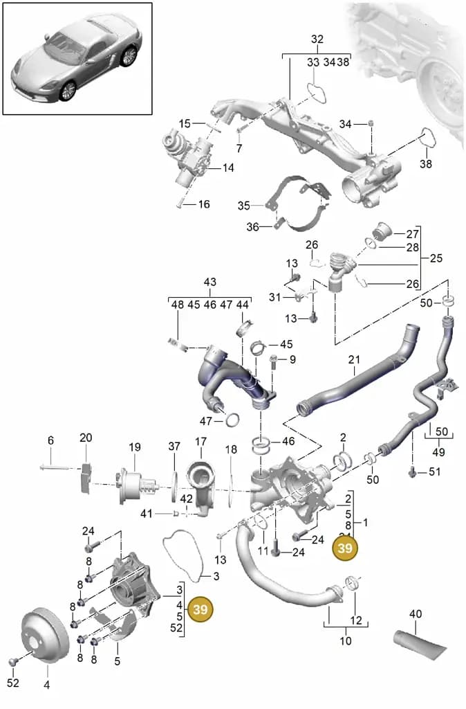 0PC121005A — Porsche Boxster (2016-2019) diagram p48105000, position 39