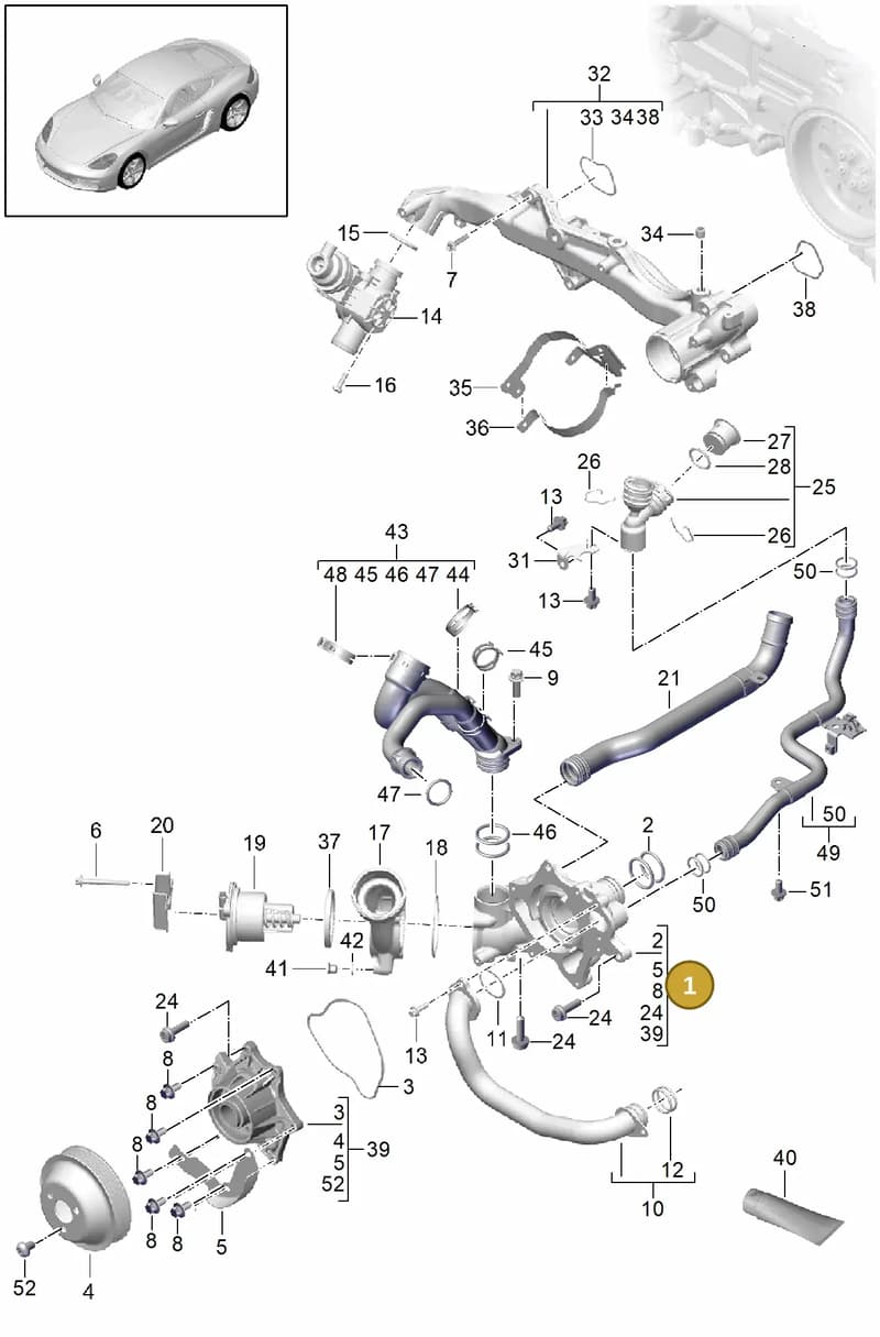 0PC121010 — Porsche Cayman (2016-2019) diagram p50105000, position 1