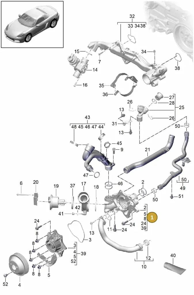 0PC121010A — Porsche Boxster (2016-2019) diagram p48105000, position 1