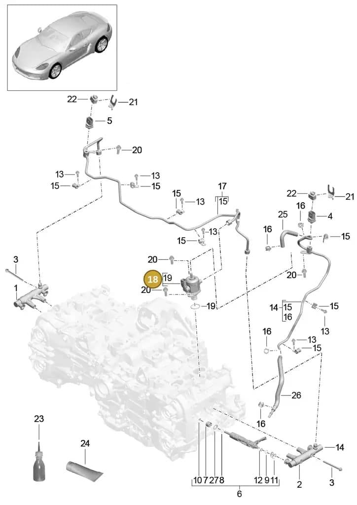 0PC127025X — Porsche Cayman (2016-2019) diagram p50107005, position 18