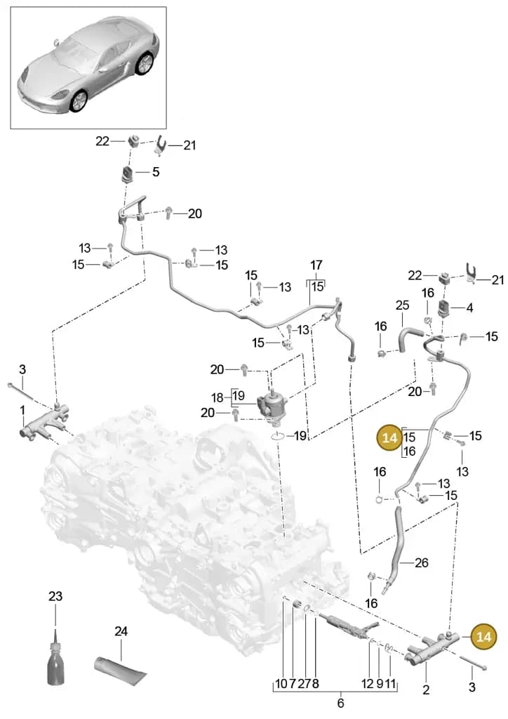 0PC127503 — Porsche Cayman (2016-2019) diagram p50107005, position 14