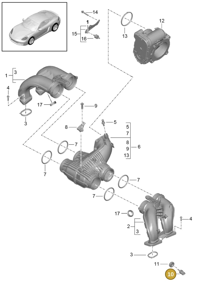 0PC129632 — Porsche Cayman (2016-2019) diagram p50107010, position 10