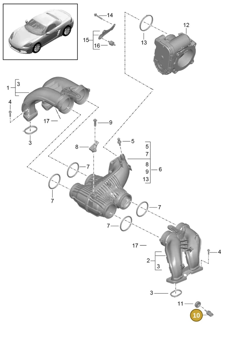 0PC129632 — Porsche Boxster (2016-2019) diagram p48107010, position 10