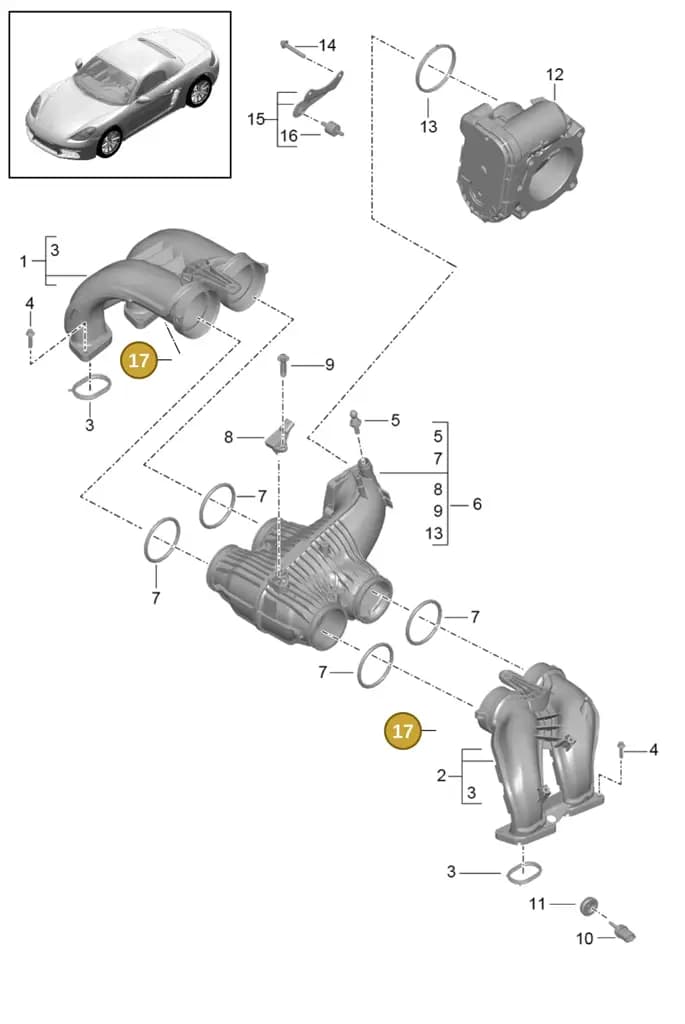 0PC129646 — Porsche Boxster (2016-2019) diagram p48107010, position 17