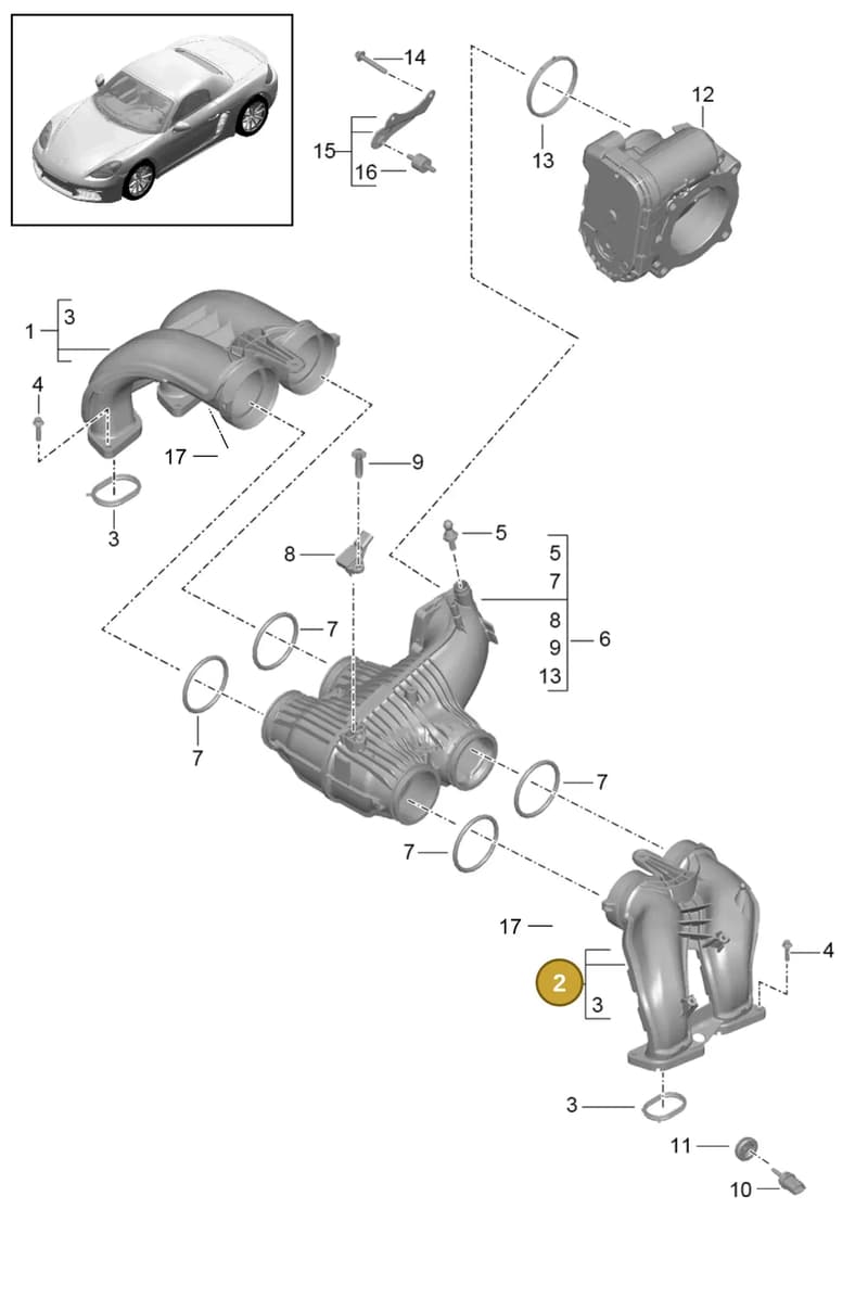 0PC129712B — Porsche Boxster (2016-2019) diagram p48107010, position 2
