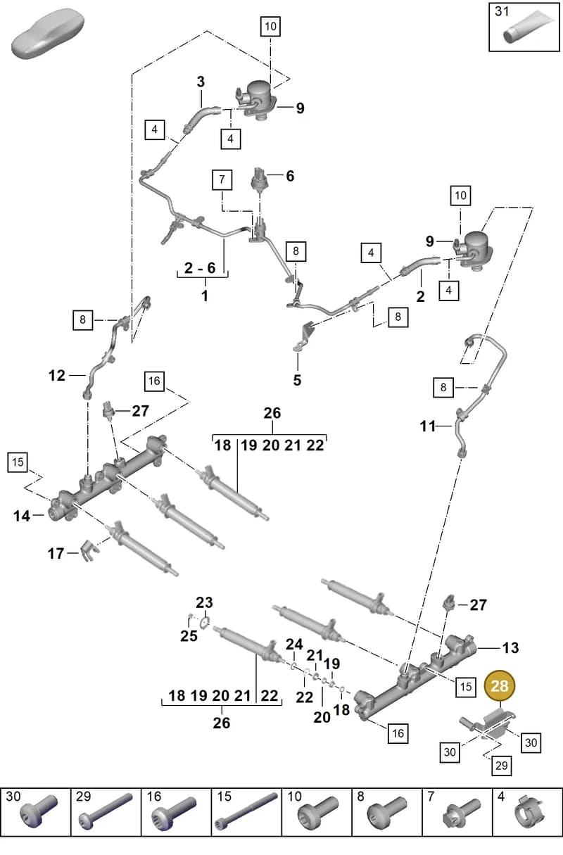 0PD103723 — Porsche 911 (2024-2025) diagram p63107050, position 28