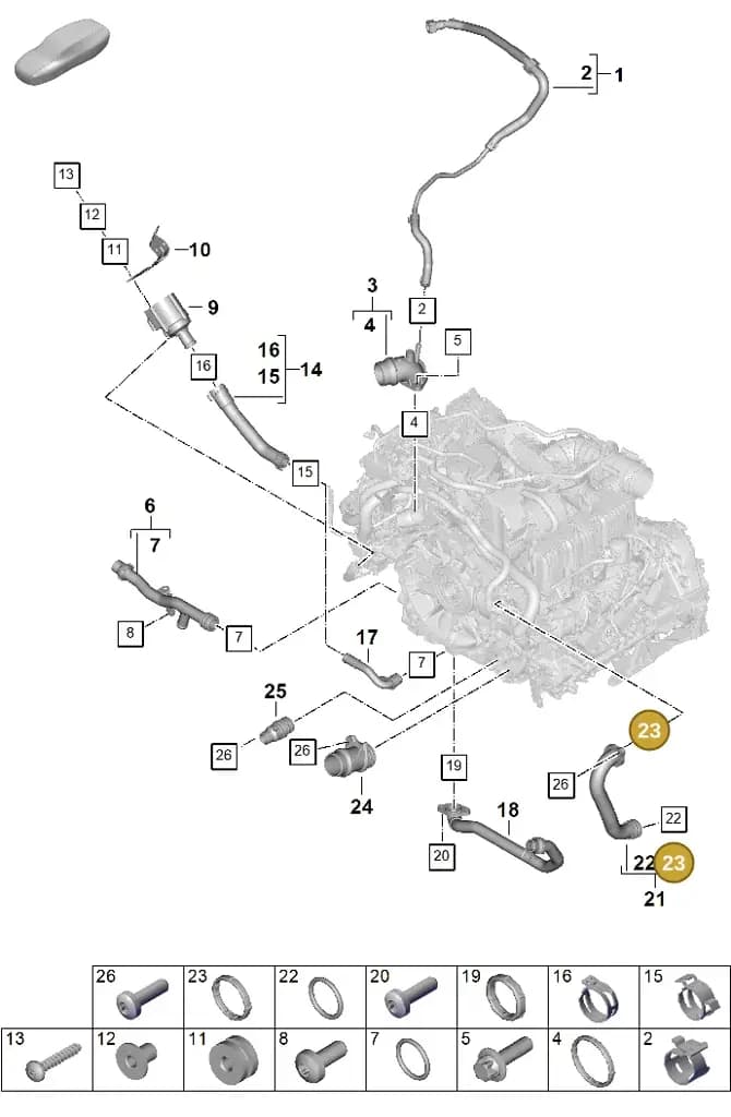 0PD121043 — Porsche 911 (2024-2025) diagram p63105070, position 23