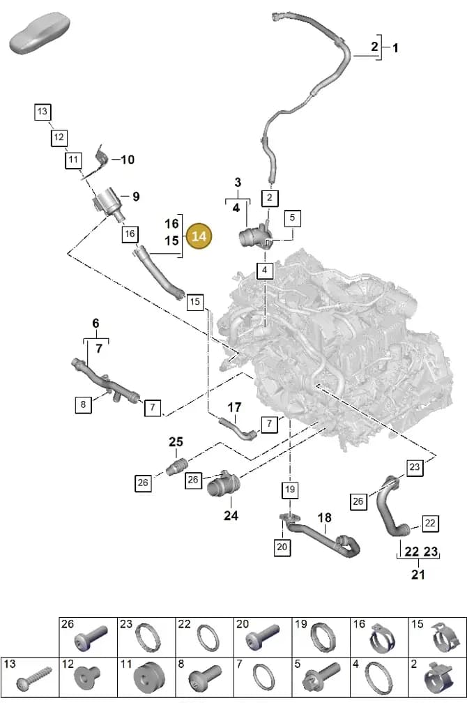 0PD121107 — Porsche 911 (2024-2025) diagram p63105070, position 14