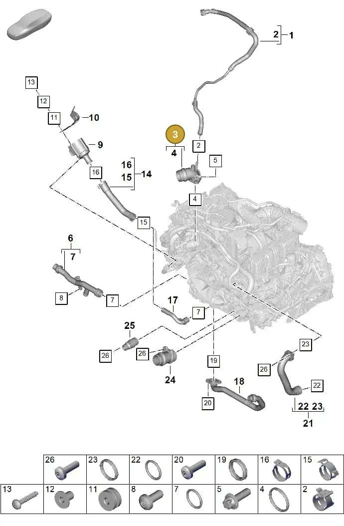 0PD121131A — Porsche 911 (2024-2025) diagram p63105070, position 3