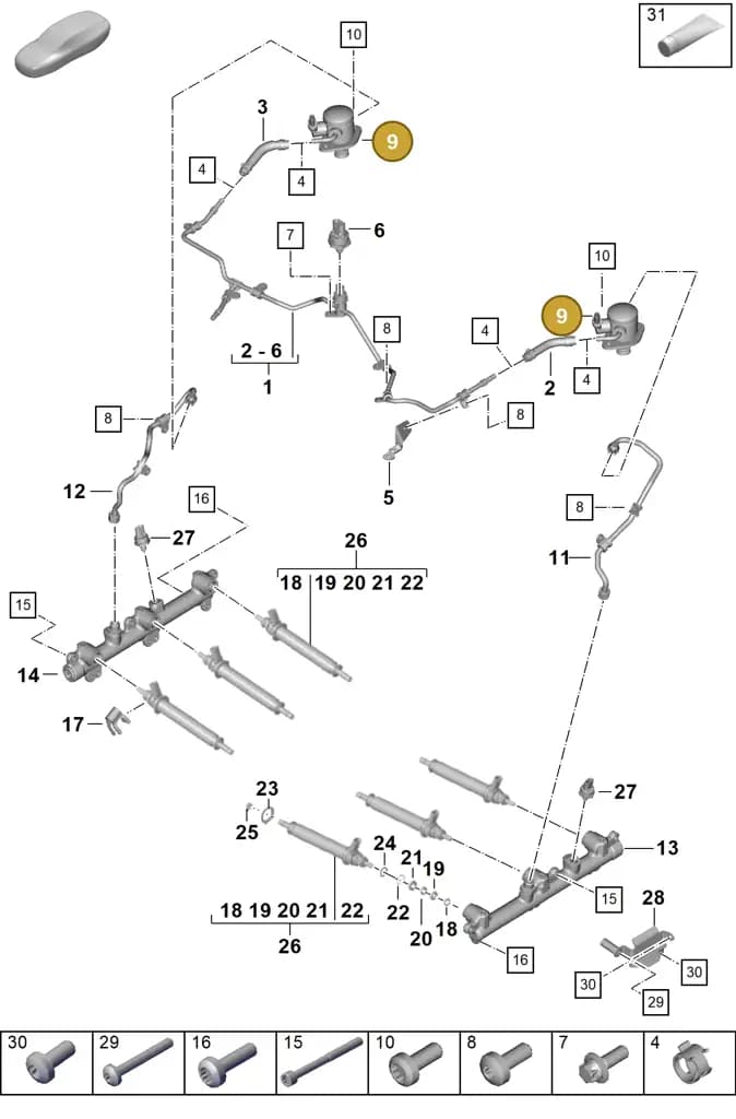 0PD127025 — Porsche 911 (2024-2025) diagram p63107050, position 9